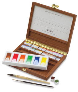 Sennelier Watercolor Deluxe Mahogany Box Set