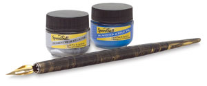Calligraphy Set, Silver and Blue Ink Calligraphy Set, Silver and Blue Ink