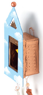 El Pajaro Amarillo - mixed media collage, side view