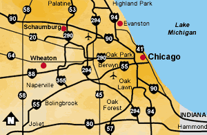 Chicago area metropolitan map