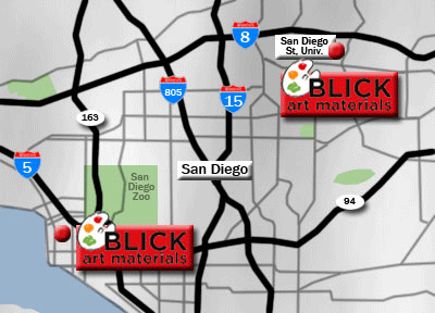 Map to San Diego, CA store