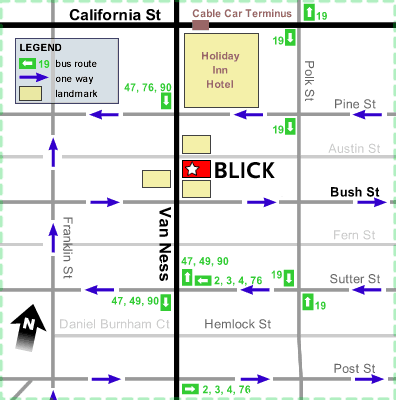 Detailed map to San Francisco, CA store