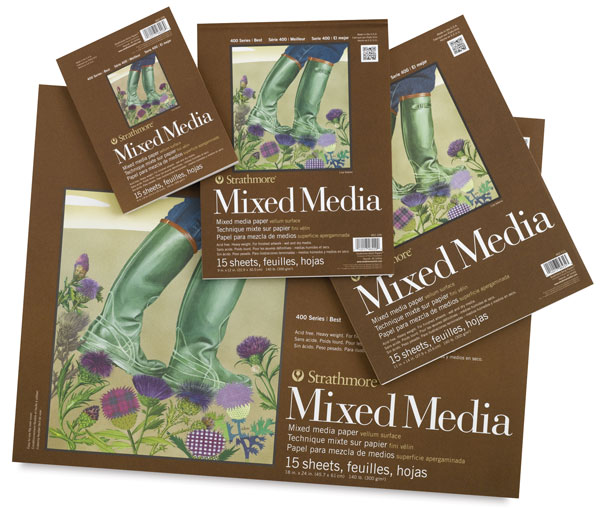 Strathmore 400 Series Mixed Media Pad, Black, Glue Binding 15 Sheet 6x8 Inch Pack Of 3